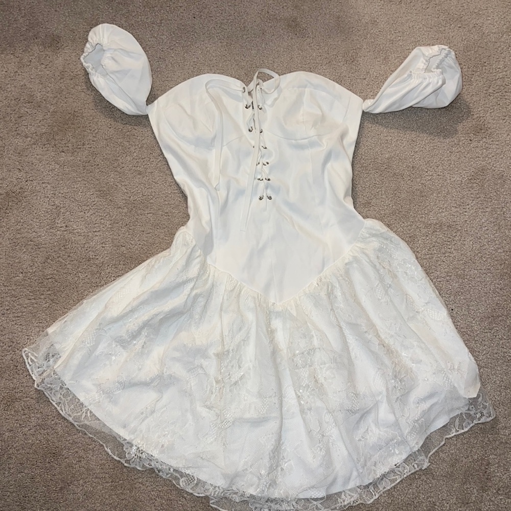 White Corset Lace Mini Dress
